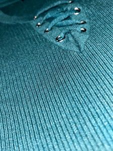 Green Lace-Up Knit Top