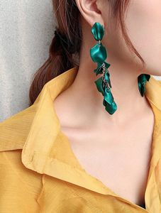Green Floral Drop Earrings