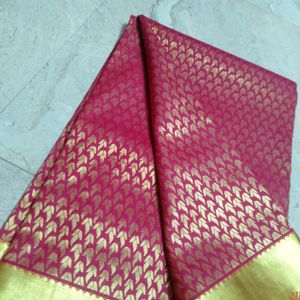Rani Pink Silk Saree