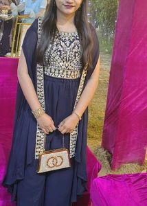 💙🔥 blue shrug with plazzo indo western set