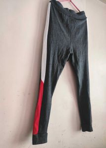 Gray Joggers with Red and White Stripe