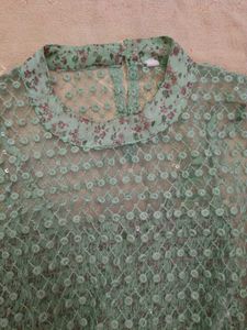 Green Floral Ruffle Beutiful Top