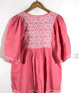 Fabindia LaBiba Pink Embroidered Top