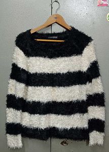 Striped Fuzzy Knit Sweater