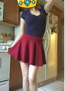 Maroon Skater Mini Skirt