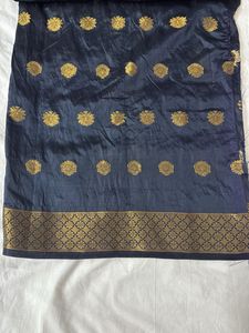 Black And Golden Banarasi Zari Work Fabric