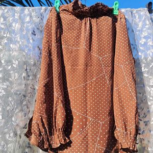 Brown Polka Dot Blouse