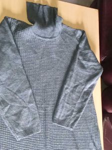 Gray Knit Turtleneck Sweater