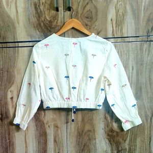 Cream Colour Cotton Top Size-32-S