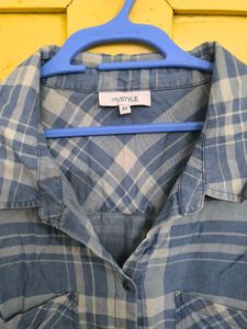 Blue Plaid Button-Down Shirt