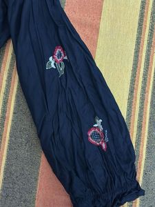 black Floral Embroidered Zara Top