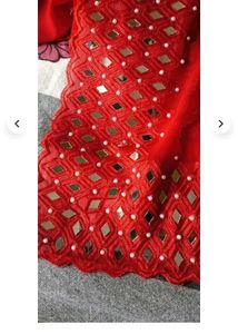 Red Mirror Work Saree