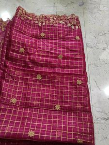 Organza Cut Work Checks Dupata