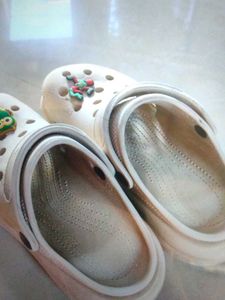 Cream Crocs With Charming