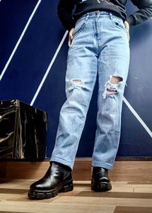 Ripped Light Wash Denim Jeans