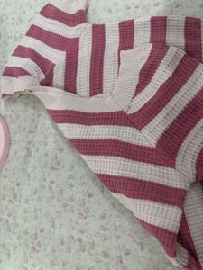 Striped Pink Knit Top