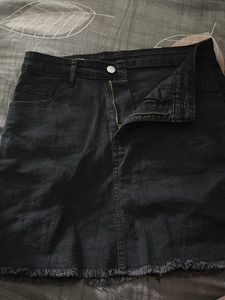 Black Denim Mini Skirt
