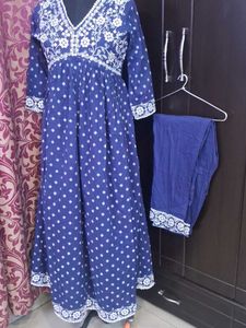 Elegant Blue Embroidered Kurta Set Of 2.