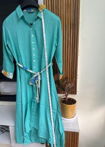 Aqua Shirtdress with Belt Midi