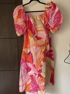 H&amp;M Floral Print Puff Sleeve Mini Dress