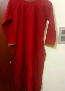Womens Wine RED Colour Printed Kurti - M