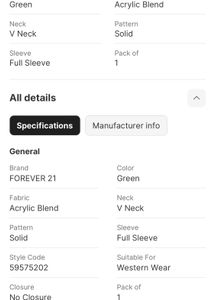 Forever 21 Men Vnech Green Sweater - M