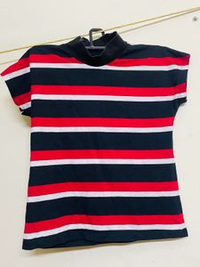 Striped Mock Neck Top