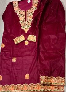 Brand New Velvet Kurta Pant Shawl Set