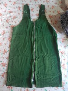 Green Zip Front Pinafore Dress