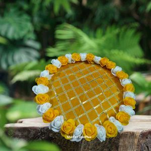 handmade decorative wooden wedding tray with artif