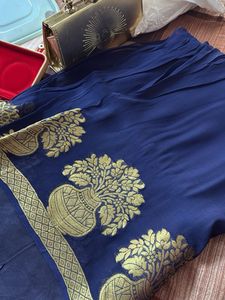 Elegant Blue & Gold Sari