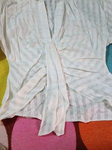 Striped Tie-Front Blouse