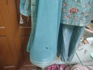 Rangriti Floral Print Teal Palazzo Suit