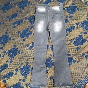 Grey high waist bootcut jeans for women