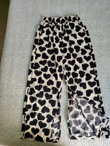 Heart Print Wide Leg Pants