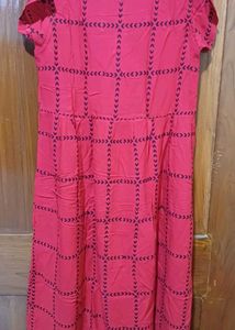 Red A-line Rayon Kurta Of Size 42(XL)