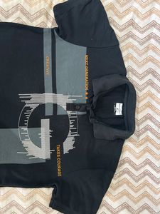 Black Graphic Print Polo Shirt
