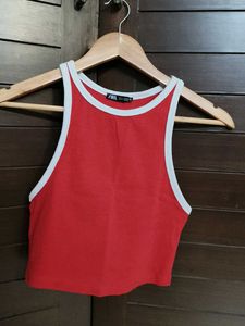 Zara Women Rib Contrast Binding RacerNeck Vest Top