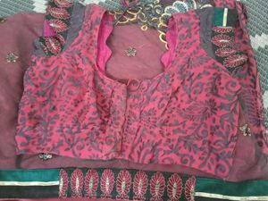 Embroidered Maroon Saree