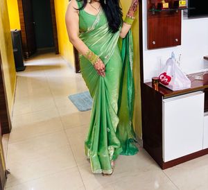 Green trending fendy saree