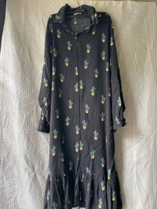 Cactus Print Black Shirt Dress 🤩– Breezy Style