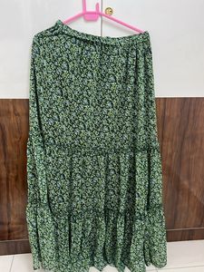 Floral green long skirt