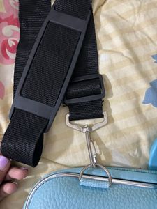 Powder Blue Laptop Bag With Detachable Sling