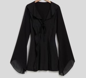 Black Ruffled Chiffon Mini Dress