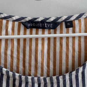 Grey &amp; Mustard Striped Cotton Top