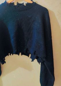 Damaged Style Black Pullover