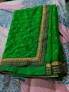 Green Navyblue Beautiful Geogergette Saree