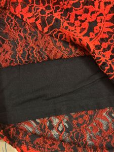 Black Red Lace Embroidery Floral Top By AND