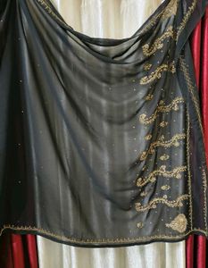 Black Saree with Embroidered Blouse