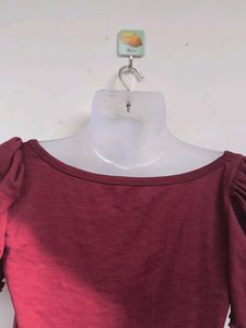 Burgundy Puff Sleeve Top